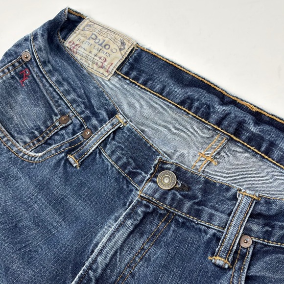 Ralph Lauren Polo Men's 36x34(33 Inseam) Hampton Straight Blue Denim Distressed - Picture 1 of 7